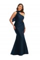 Outlet Scarf Neck One Shoulder Silky Satin Mermaid Prom Dress with Front Slit UK