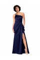 Outlet One Shoulder Silky Satin Prom Dress with Skirt Slit UK