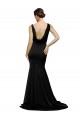 Outlet V-Neck Full Length Silky Satin Prom Dress with Soft Cowl Neck and Sweep Train UK