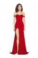 Outlet Off the Shoulder Sweetheart Bustier Style Silky Satin Prom Dress with Side Split UK