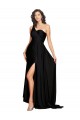 Outlet Floor Length One Shoulder Silky Satin Prom Dress with Side Slit UK