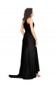 Outlet Floor Length One Shoulder Silky Satin Prom Dress with Side Slit UK