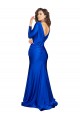 Outlet Deep V-Neck Long Sleeves Silky Satin Prom Dress UK