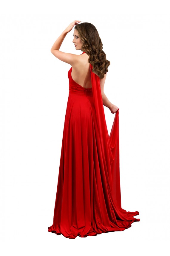 Outlet High Slit A-Line Halter Long Spandex Prom Dress Open Back UK