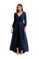 Outlet Long Sleeves Wrapped Spandex Prom Dress with High Low Full Skirt and Pockets UK