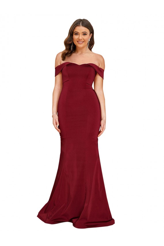 Outlet Off Shoulder Sleeves Sweetheart Neckline Long Spandex Prom Dress UK