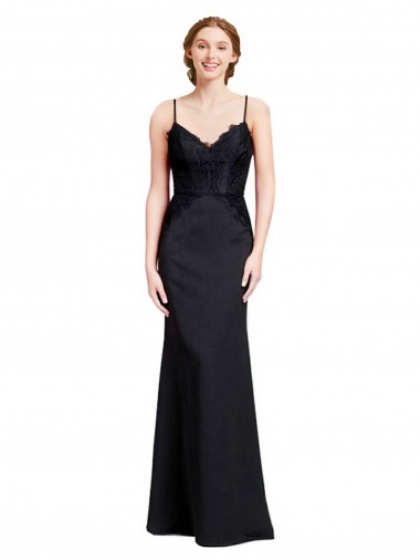 Outlet Long Chiffon Prom Dress with Lace Bodice and Curved V-Neckline UK