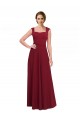 Outlet Square Neck Subtle Cap Sleeeves Crepe Prom Dress UK