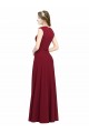 Outlet Square Neck Subtle Cap Sleeeves Crepe Prom Dress UK