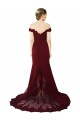 Outlet Full Length Off the Shoulder Formal Crepe Prom Dress with Lace On Bodice and Back UK