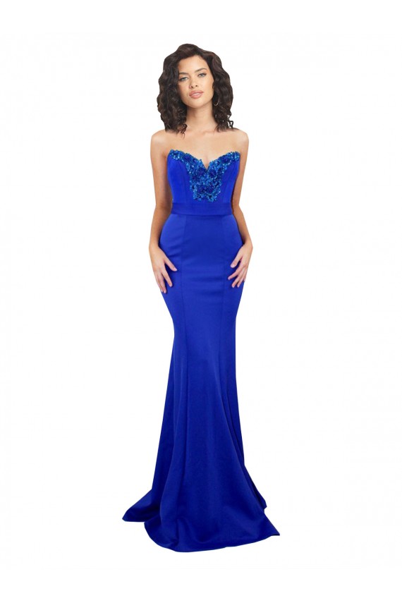Outlet Sweetheart Flower Neckline High Neck Crepe Prom Dress UK