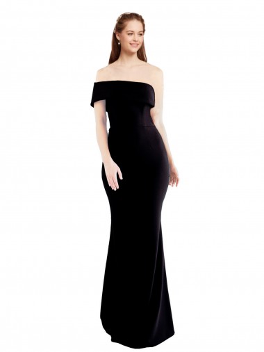 Outlet Asymmetrical Draped Off the Shoulder Banded Crepe Prom Dress UK