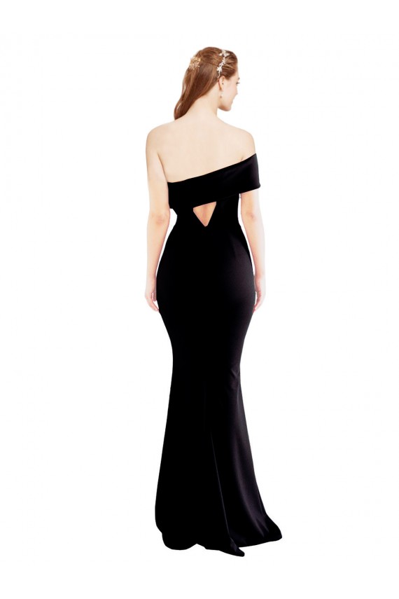Outlet Asymmetrical Draped Off the Shoulder Banded Crepe Prom Dress UK