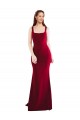 Outlet Square Neckline and Backline Fitted Crepe Prom Dress UK