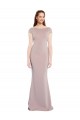 Outlet Boat Neck Cap Sleeve Crepe Prom Dress with Plunging Tie Back UK