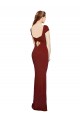 Outlet Cap Sleelves Mermaid Crepe Prom Dress Keyhole Back UK