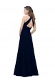 Outlet High Neck Crepe Prom Dress with Pleats and Keyhole Back UK