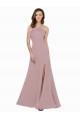 Outlet High Neck Crepe Prom Dress with Pleats and Keyhole Back UK