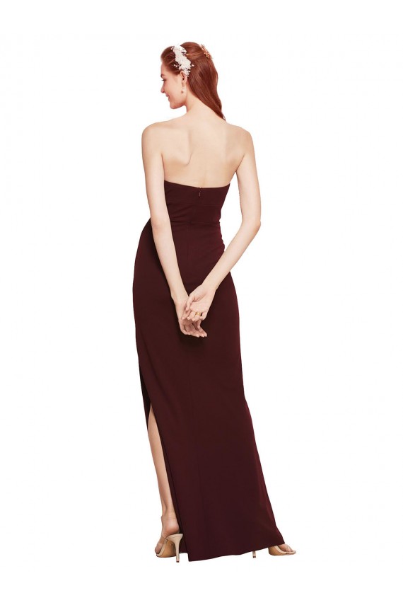 Outlet Twisted Strapless Keyhole Long Crepe Prom Dress with Slit UK