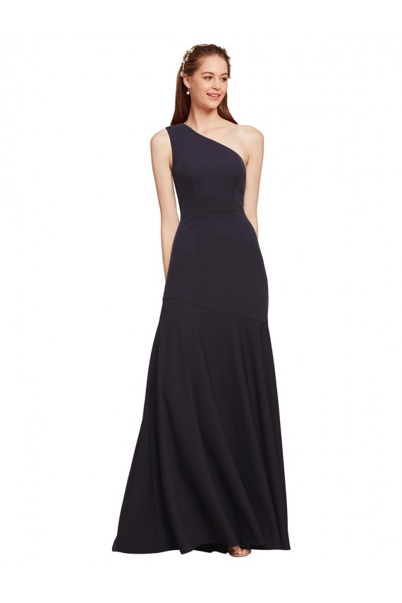 Outlet Fit and Flare Crepe Prom Dress with One Shoulder UK
