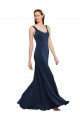 Outlet Fit and Flare Long Crepe Prom Dress with Round Neck UK