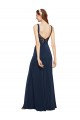 Outlet Fit and Flare Long Crepe Prom Dress with Round Neck UK