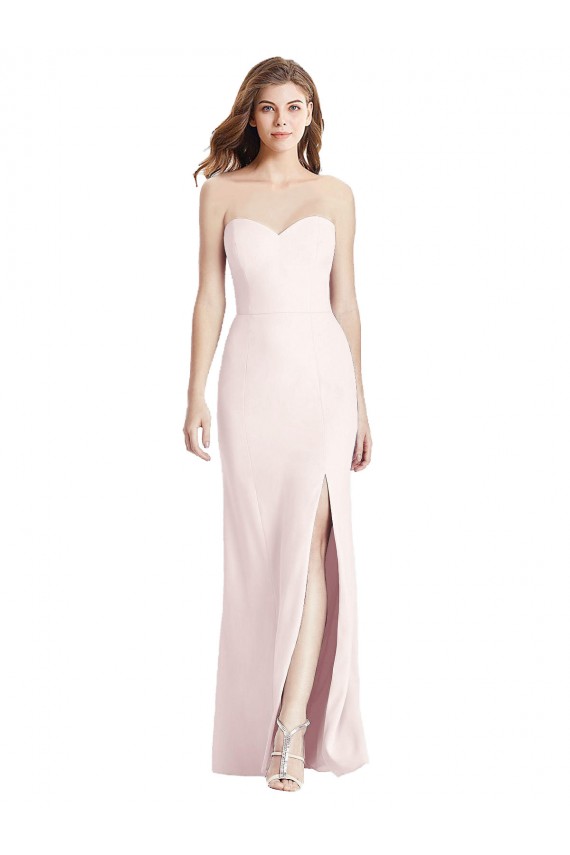 Outlet Strapless Crepe Trumpet Prom Dress with Front Slit UK