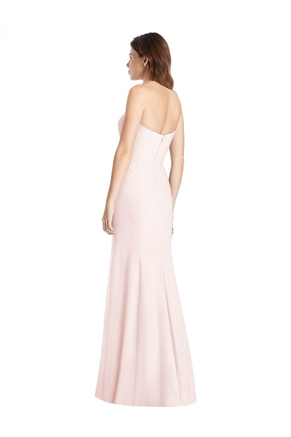 Outlet Strapless Crepe Trumpet Prom Dress with Front Slit UK
