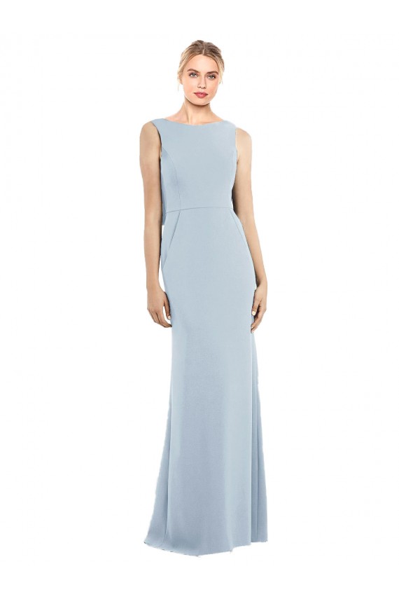 Outlet Draped Backless Crepe Prom Dress with Pockets UK
