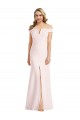 Outlet Off the Shoulder Notch Trumpet Crepe Prom Dress with Front Slit UK