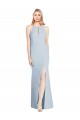 Outlet Full Length Sleeveless Halter Prom Dress with Keyhole Back UK