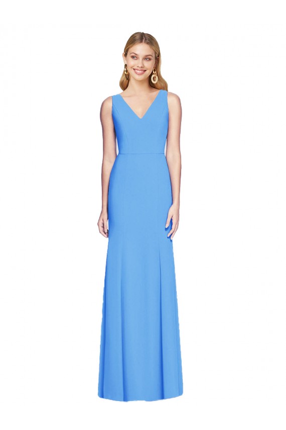 Outlet Flattering Trumpet Long Sleeveless Prom Dress with Open Back UK