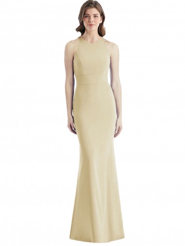 Outlet Criss Cross Twist Cutout Back Trumpet Prom Dress UK