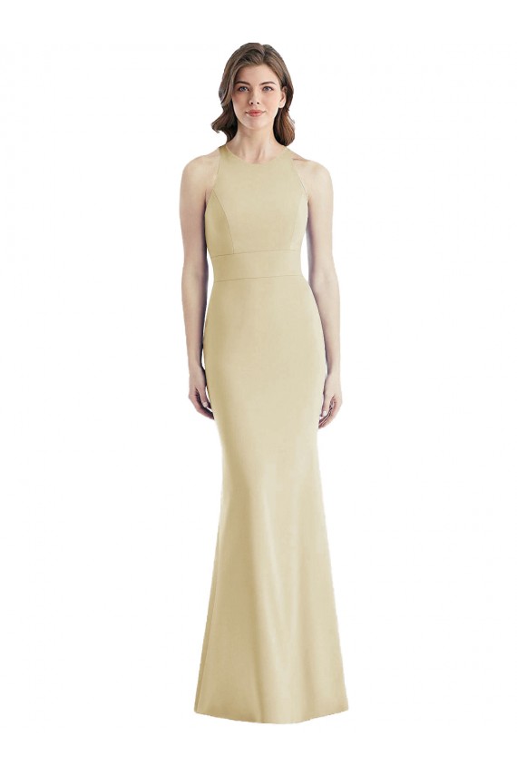 Outlet Criss Cross Twist Cutout Back Trumpet Prom Dress UK