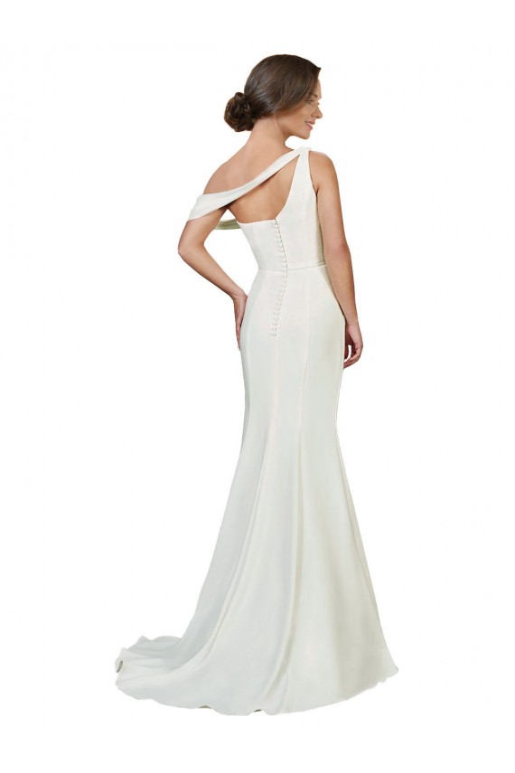 Outlet One Shoulder Crepe Prom Dress with Draped Off the Shoulder Strap UK