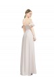 Outlet Double Ruffle Flounce Sleeves Crepe Prom Dress with Slit UK
