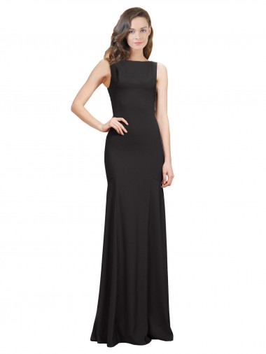 Outlet Sleeveless Bateau Neckline Crepe Prom Dress with Twist Back UK