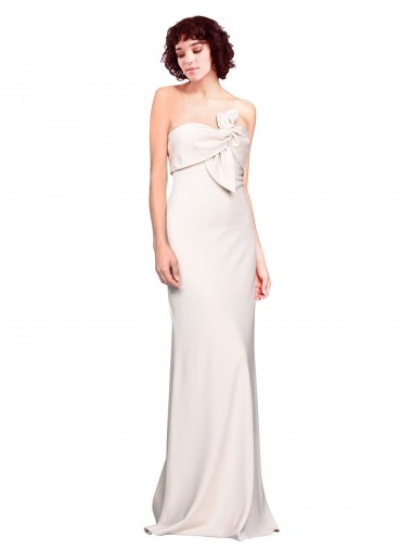 Outlet Strapless Crepe Fitted Prom Dress with Twist Bow UK