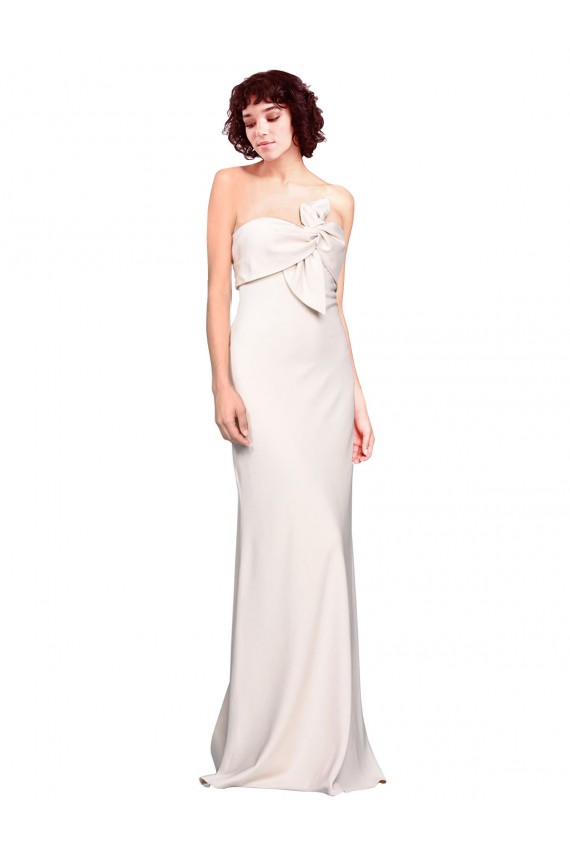 Outlet Strapless Crepe Fitted Prom Dress with Twist Bow UK
