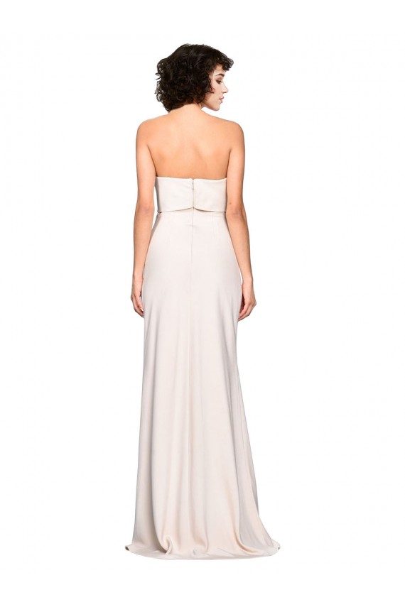 Outlet Strapless Crepe Fitted Prom Dress with Twist Bow UK