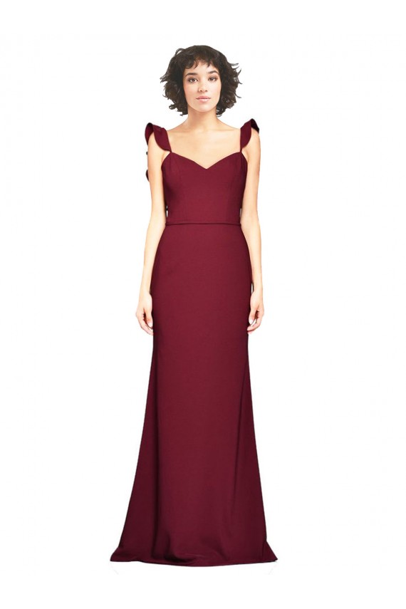 Outlet Crepe Slip Prom Dress with Ruffled Straps UK