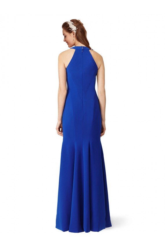 Outlet Halter V-Neck Long A-Line Crepe Prom Dress UK