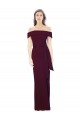 Outlet Off the Shoulder Long Crepe Prom Dress with Waist Tie UK