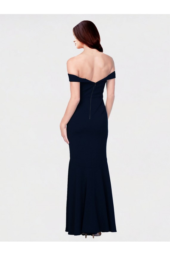 Outlet Mermaid Off the Shoulder Long Crepe Prom Dress with Low Back UK