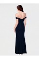Outlet Mermaid Off the Shoulder Long Crepe Prom Dress with Low Back UK