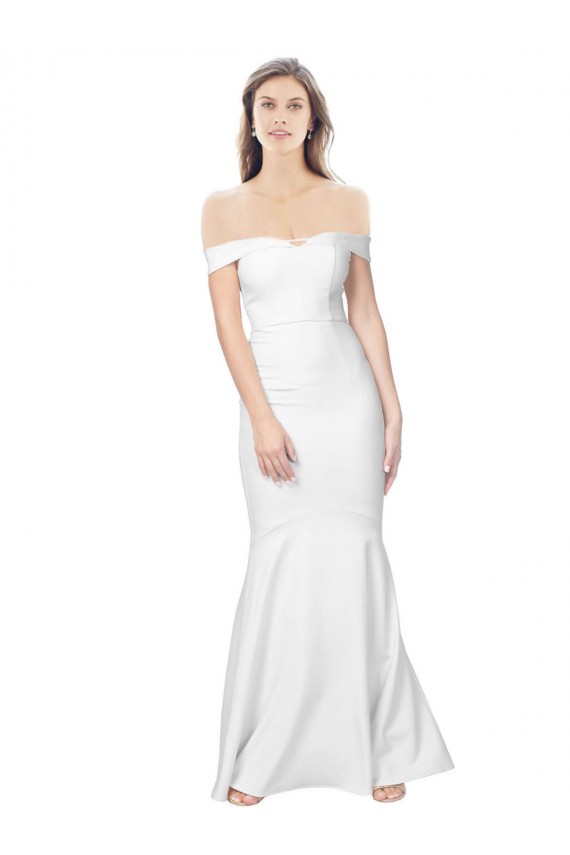 Outlet Mermaid Off the Shoulder Long Crepe Prom Dress with Low Back UK