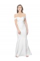 Outlet Mermaid Off the Shoulder Long Crepe Prom Dress with Low Back UK