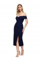 Outlet Midi Length Short Crepe Cocktail Prom Dress / Homecoming Dress with Side Split UK