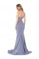 Outlet Long Strapless Sweetheart Sweep Train Crepe Prom Dress with Low Back UK