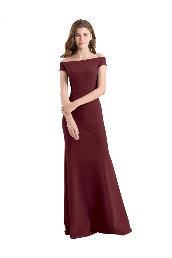 Outlet Off the Shoulder Fit and Flare Stretch Crepe Prom Dress UK